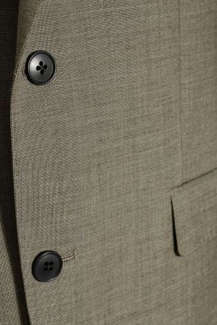 Taupe Wool Sharkskin Tailored Fit Suit: Jacket